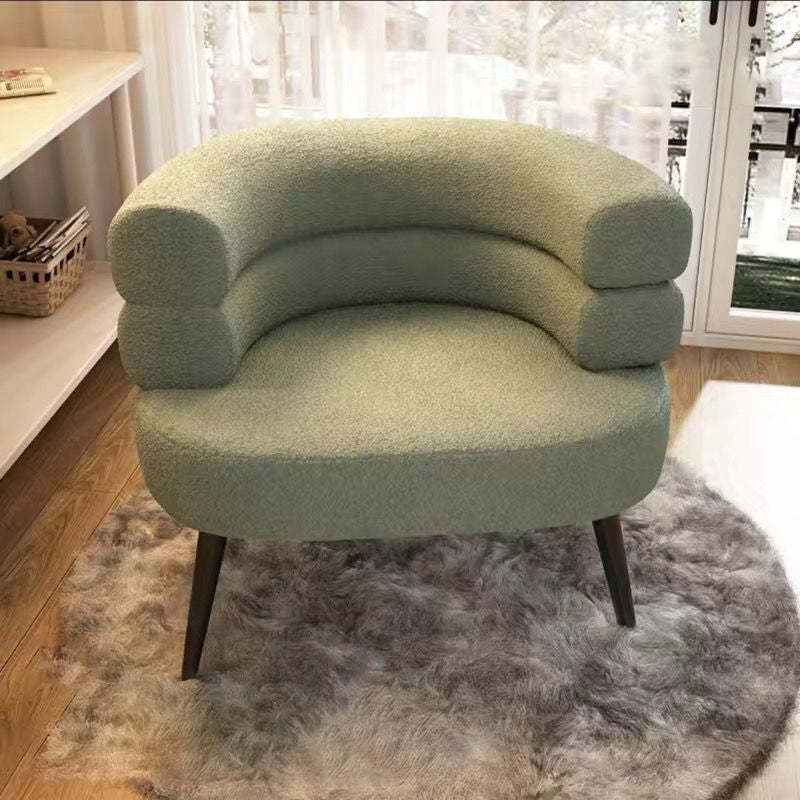Nordic Curved Lambswool Steel Accent Chair