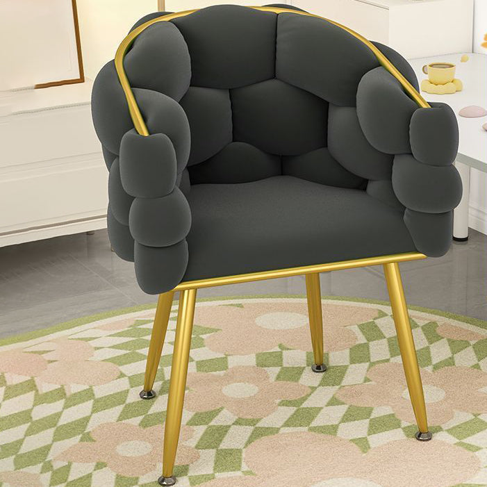 Cream Bubble Velvet Metal Vanity Stool