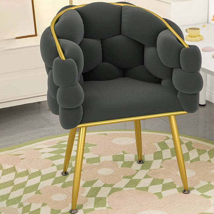Cream Bubble Velvet Metal Vanity Stool