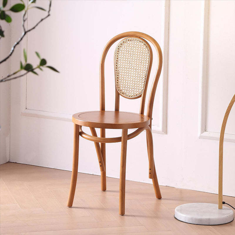 Vintage Rattan Woven Wooden Dining Chair
