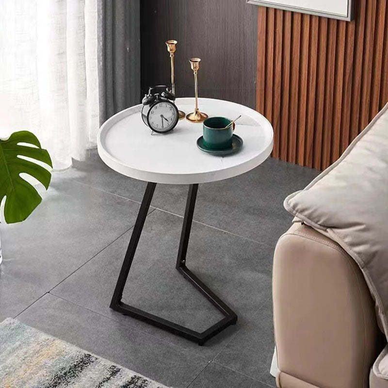 Lighom minimalist round engineered iron end & side tables — 23.62" H x 15.75" Dia / White / Black
