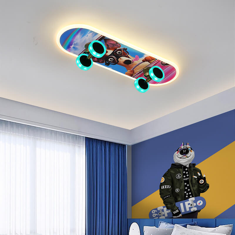 Cartoon Skateboard Acrylic LED Kids Flush Mount Light