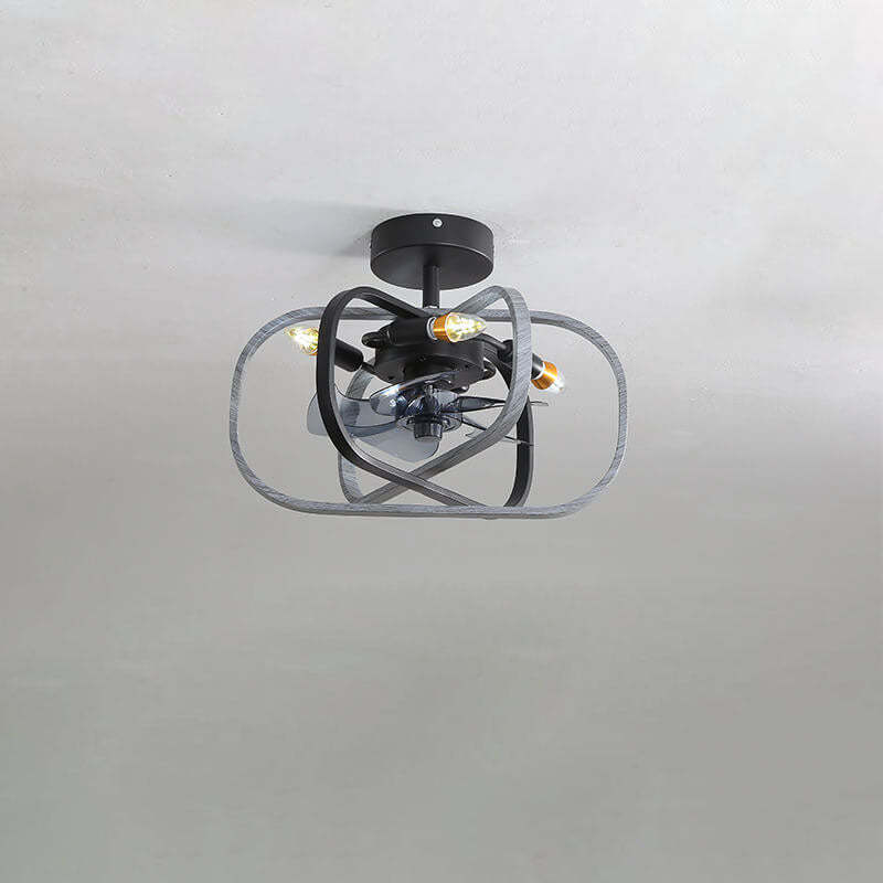Industrial Minimalist Mount Ceiling Fan Light