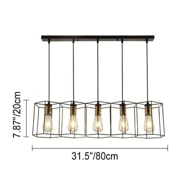 Industrial Vintage Geometric Iron Island Chandelier