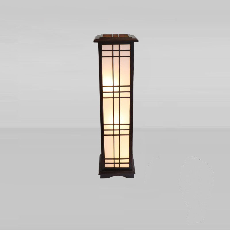 Chinese Rectangular Parchment Wood Floor Lamp
