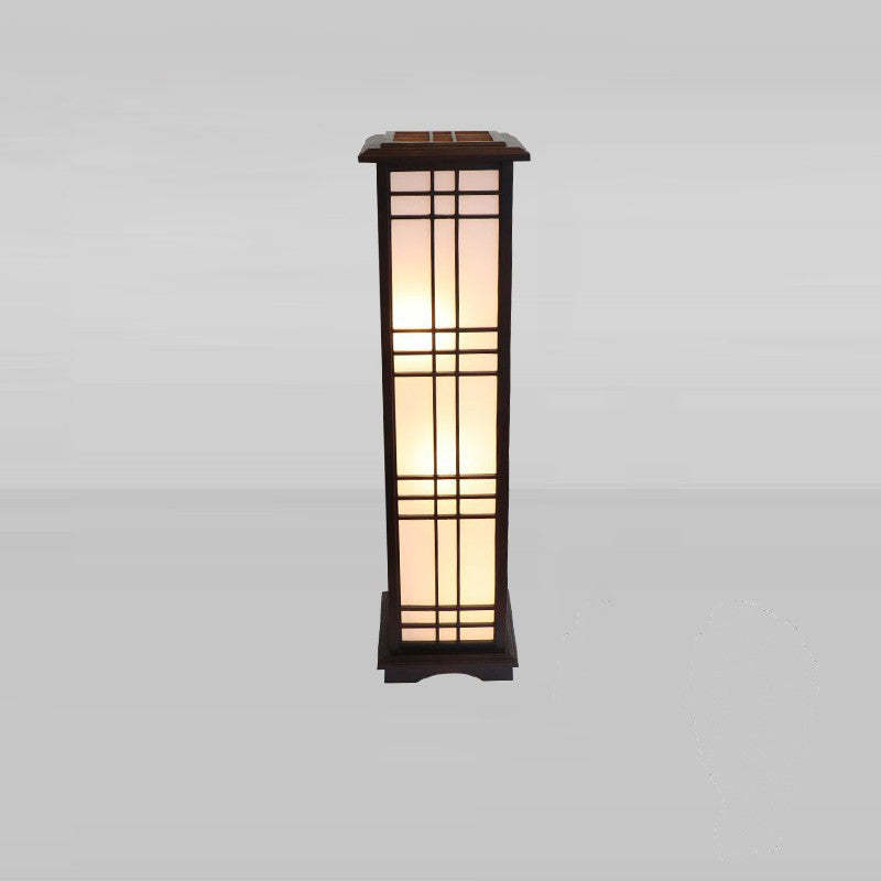 Chinese Rectangular Parchment Wood Floor Lamp