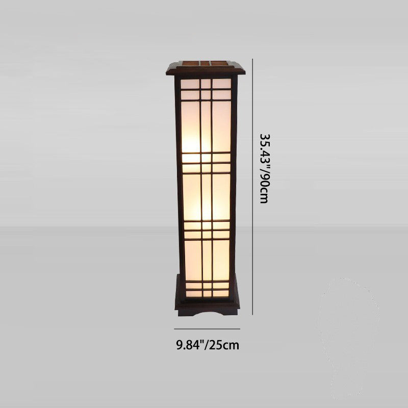 Chinese Rectangular Parchment Wood Floor Lamp