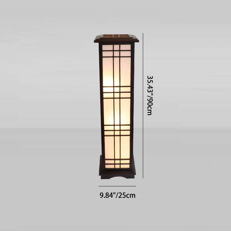 Chinese Rectangular Parchment Wood Floor Lamp