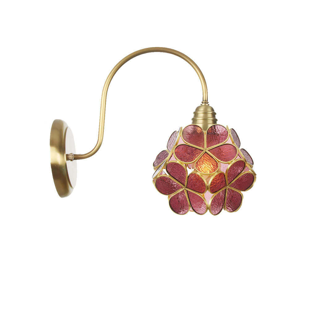 European Tiffany Vintage Brass Glass Sconce