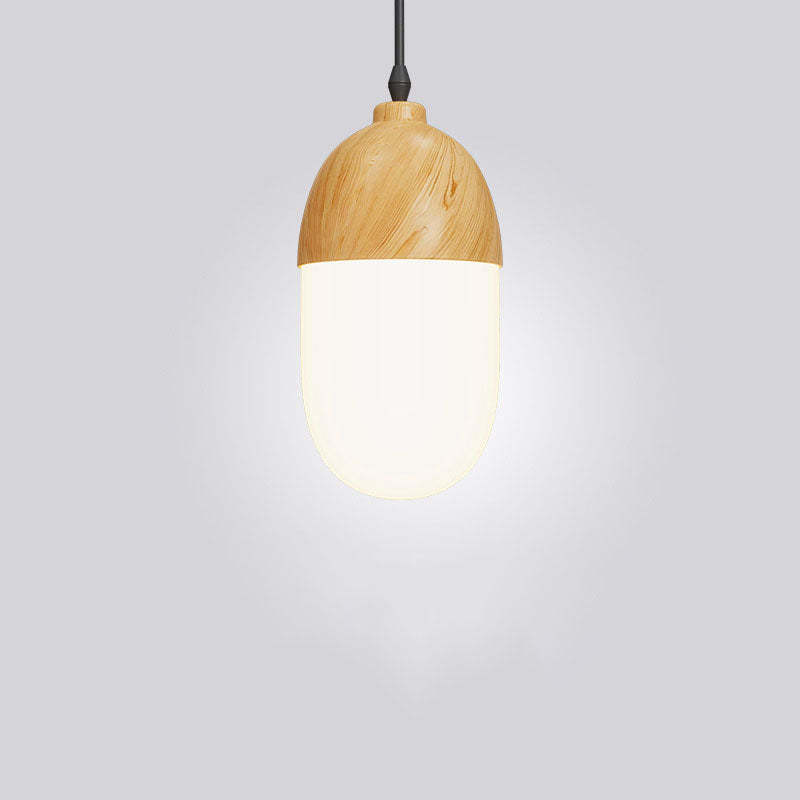 Japanese Wood Grain Oval Iron Pendant Light
