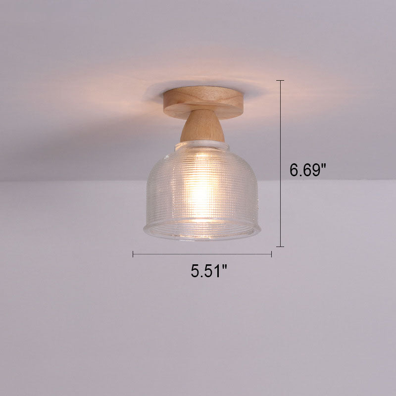 Japanese Minimalist Log Glass Ceiling Light