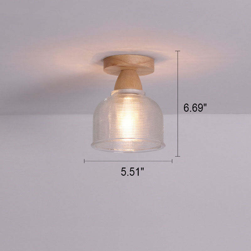 Japanese Minimalist Log Glass Ceiling Light