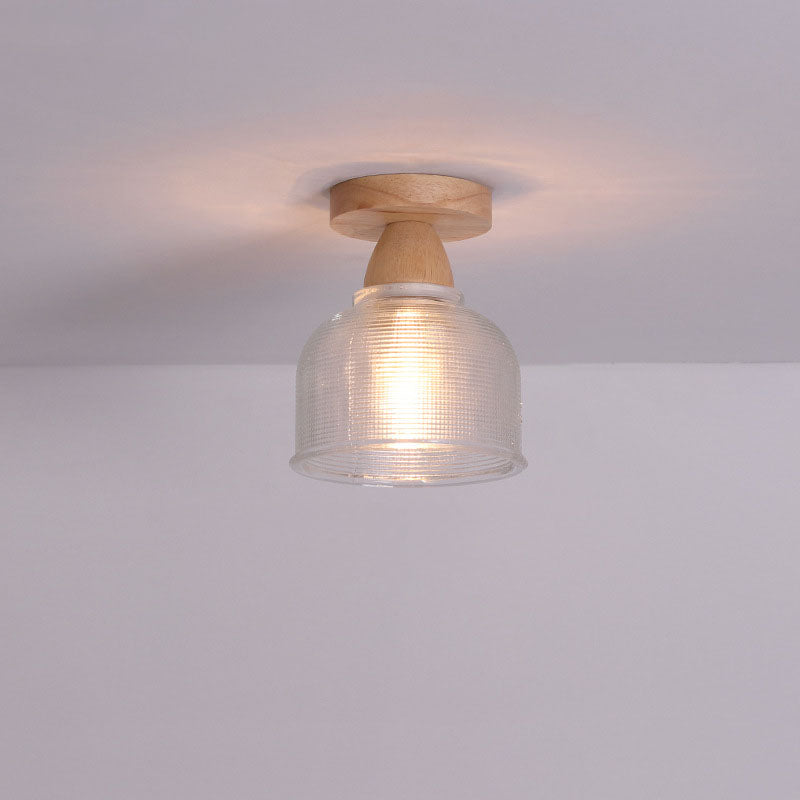 Japanese Minimalist Log Glass Ceiling Light