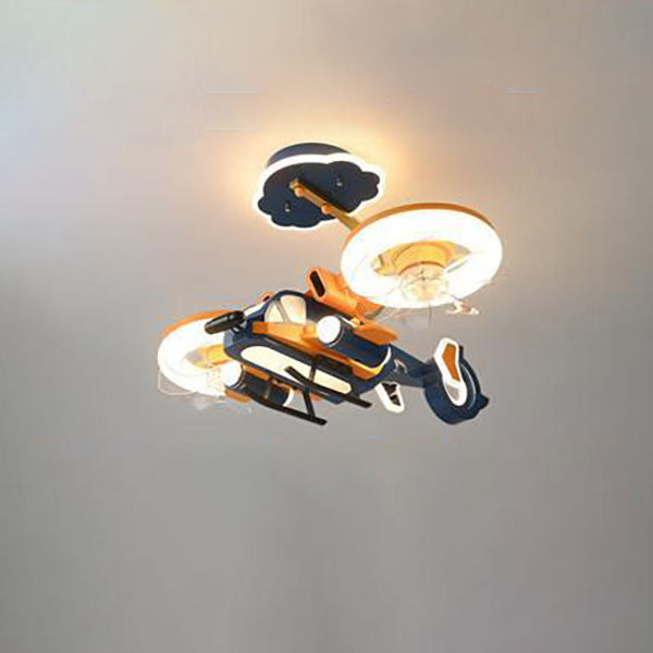 Cartoon kids aircraft blue acrylic ceiling fans, Lighom