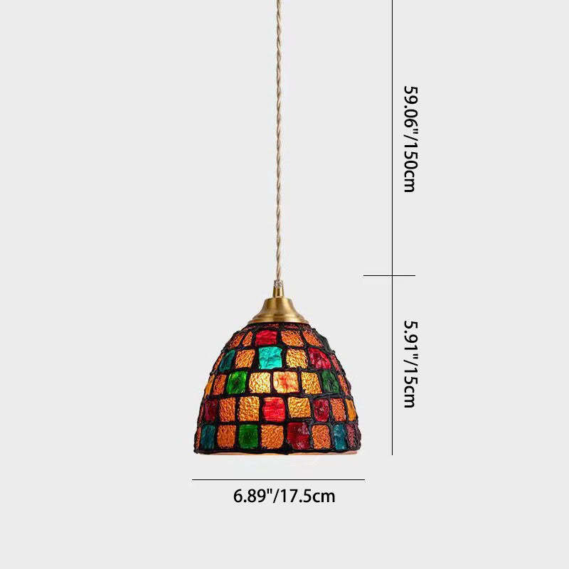 Tiffany Shell Stained Glass Semicircle Pendant Light — D / 110V-120V For US/CA
