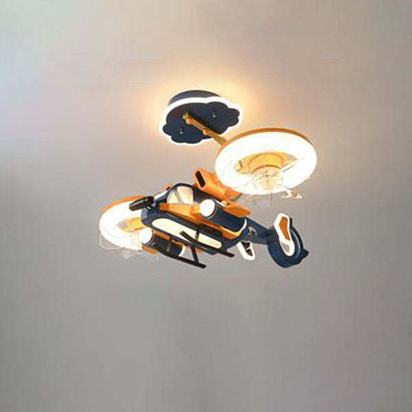 Cartoon kids aircraft blue acrylic ceiling fans, Lighom