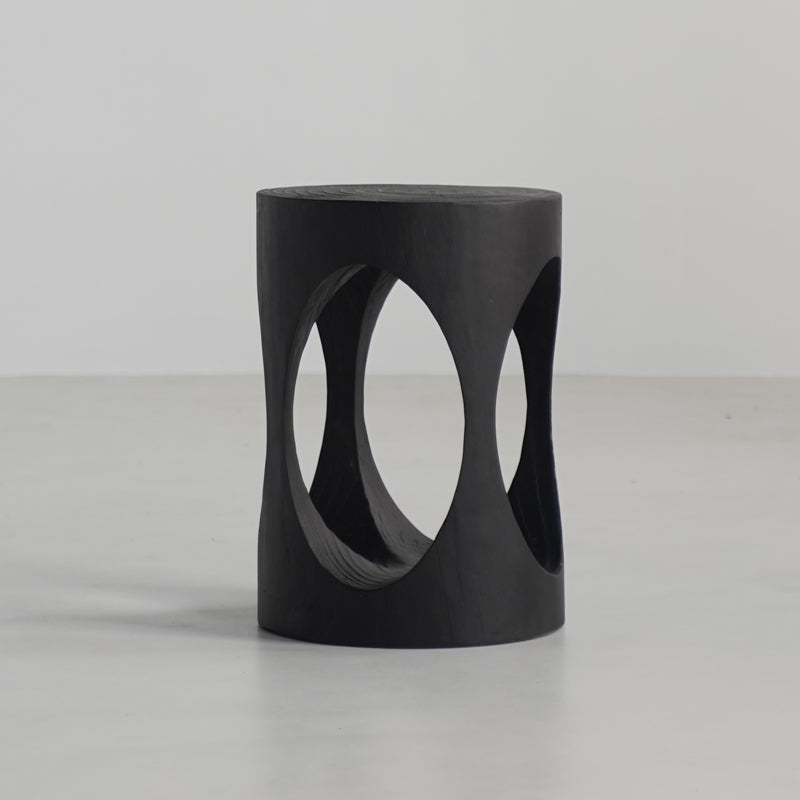 Japanese Wabi-Sabi Wood Geometric End Table — I