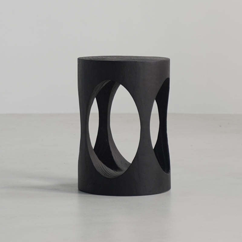 Japanese Wabi-Sabi Wood Geometric End Table — I