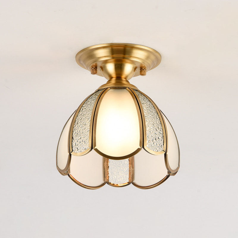 European Brass Glass Cone Ceiling Light — E / 220V-240V For UK/AU