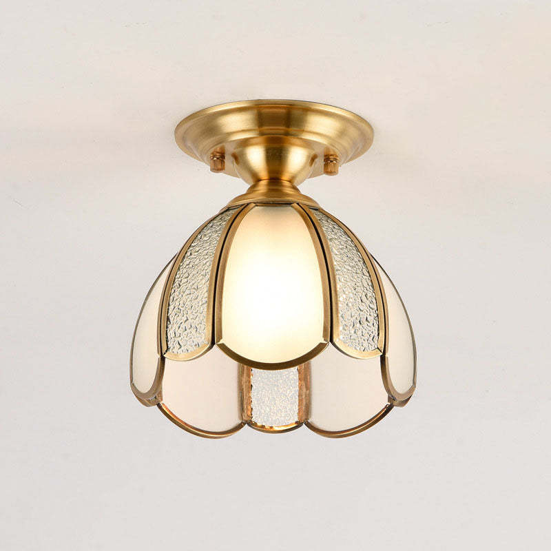 European Brass Glass Cone Ceiling Light — E / 220V-240V For UK/AU
