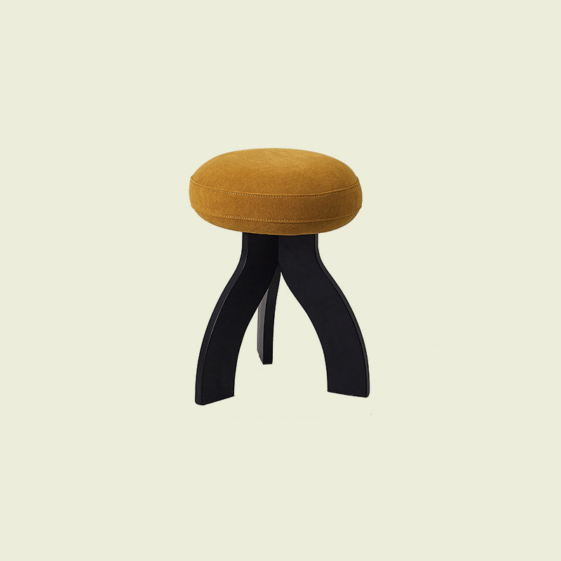 Vintage Triangle Base Wood Fabric Vanity Stool