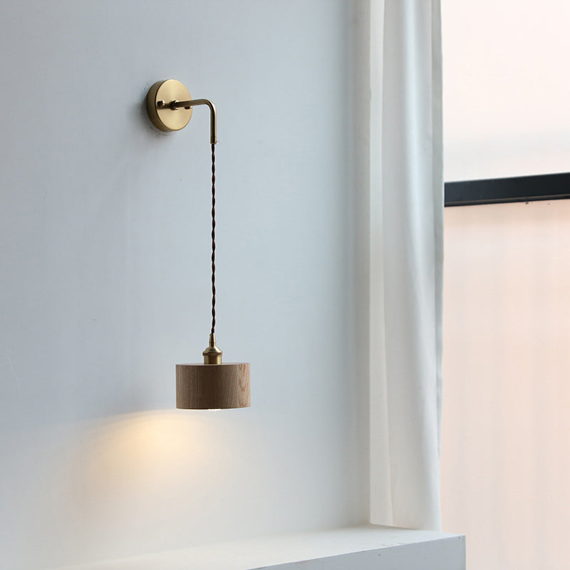 Scandinavian Cone Dome Copper Wood Sconce