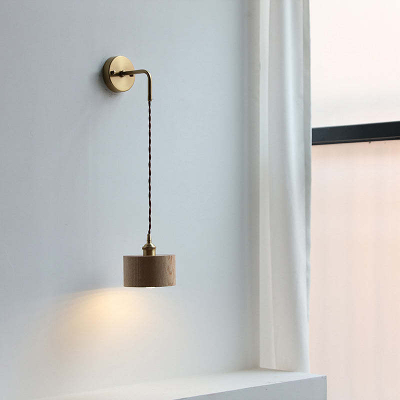 Scandinavian Cone Dome Copper Wood Sconce