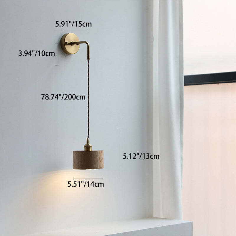 Scandinavian Cone Dome Copper Wood Sconce