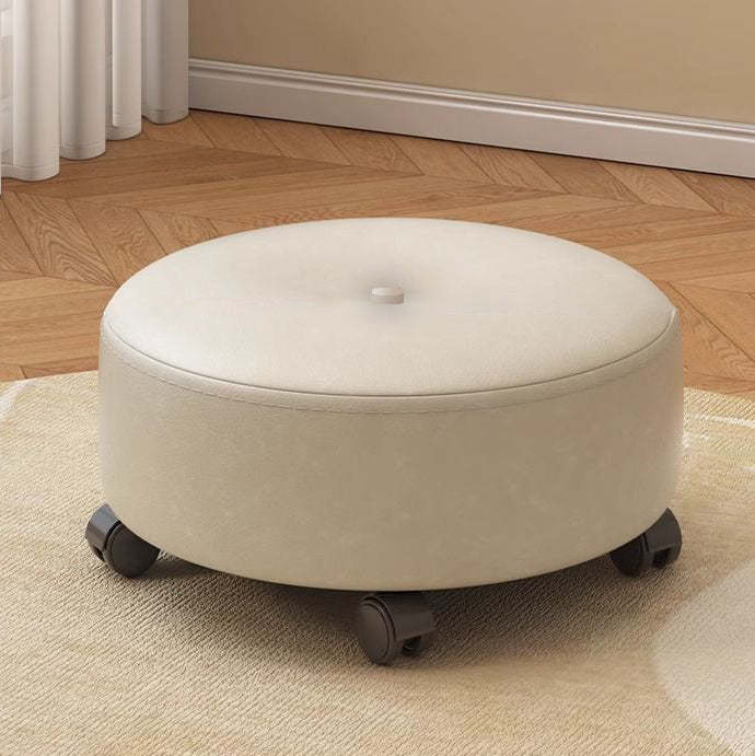 Minimalist Microfiber Leather Wood Round Chair Backless
