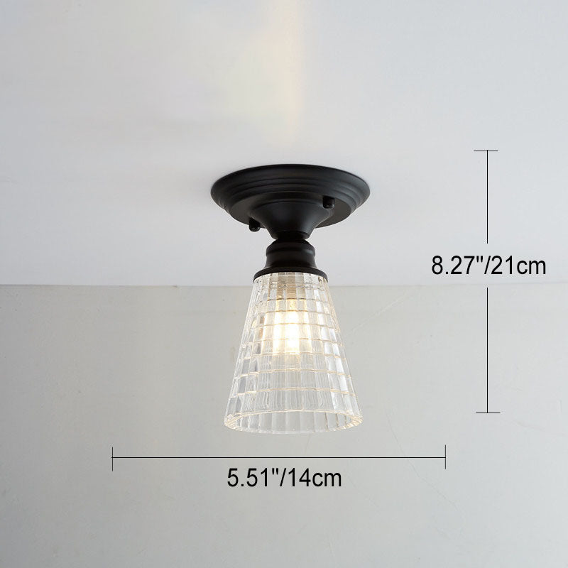 Nordic Vintage Glass Floral Geometry Semi-Flush Light