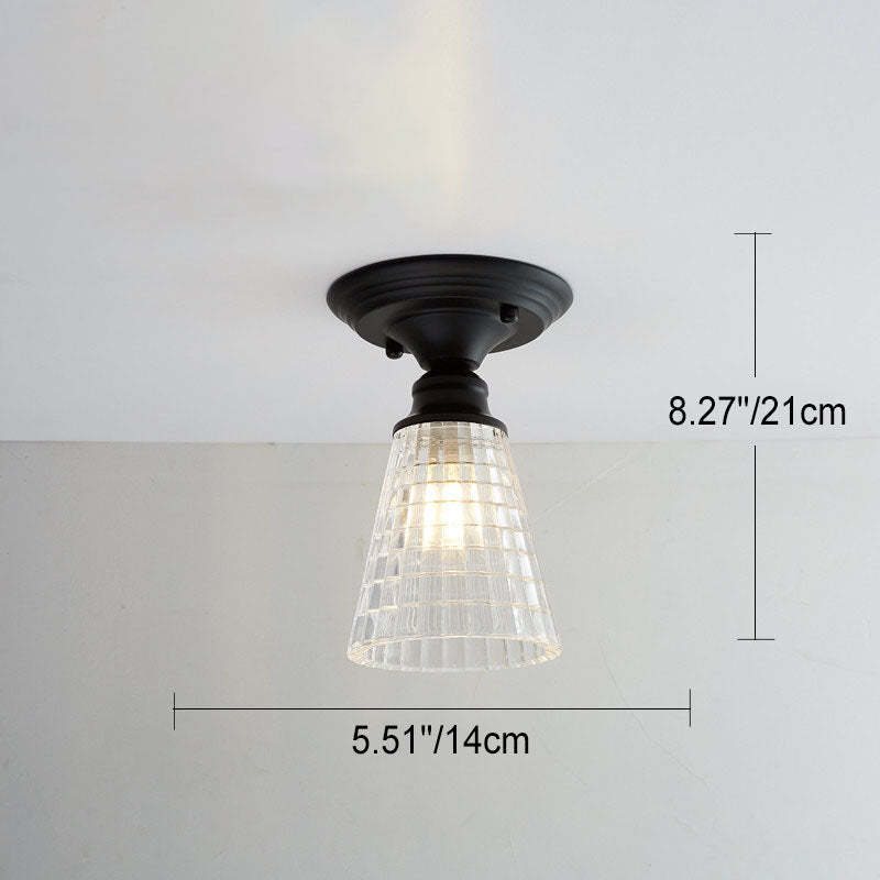 Nordic Vintage Glass Floral Geometry Semi-Flush Light