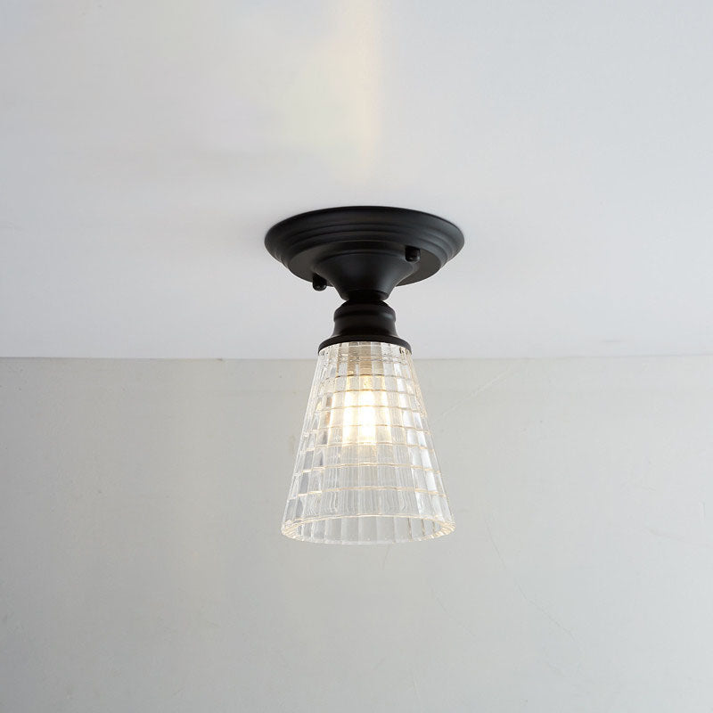 Nordic Vintage Glass Floral Geometry Semi-Flush Light