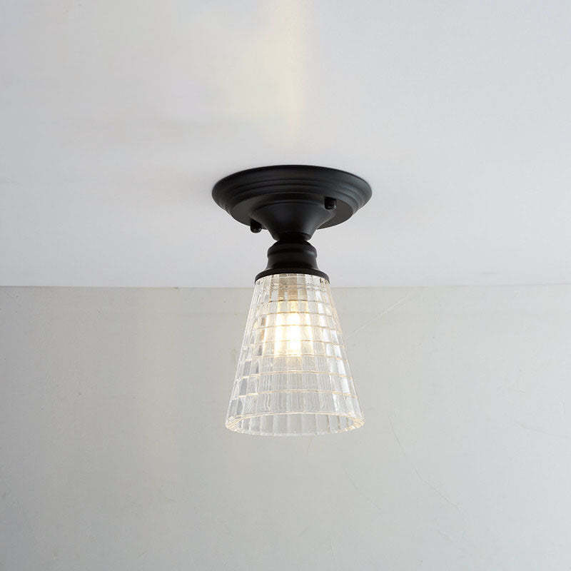 Nordic Vintage Glass Floral Geometry Semi-Flush Light