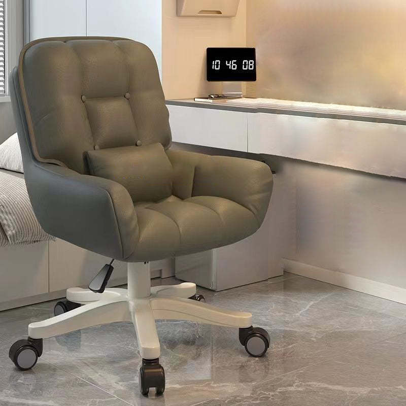 Minimalist Velvet Leather Rotatable Vanity Stool — Latex / PU Leather / Pink