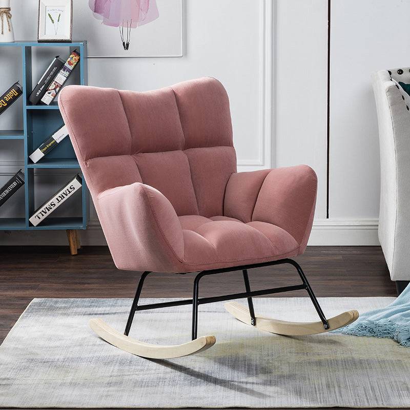 Nordic Patchwork Linen Rocking Chair