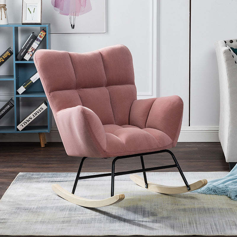 Nordic Patchwork Linen Rocking Chair