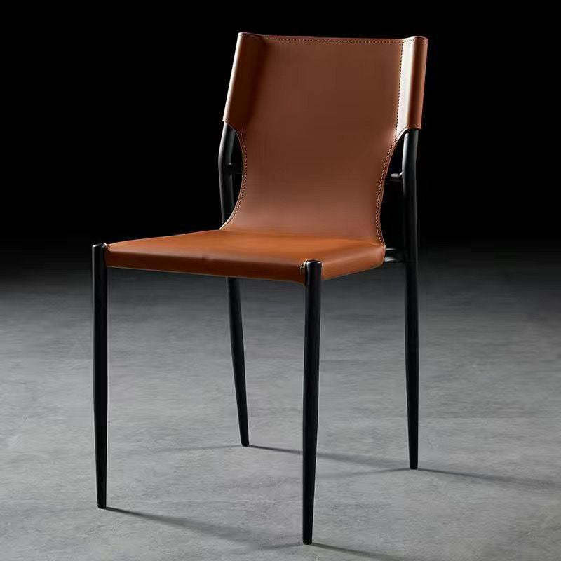Nordic Leather Steel Stackable Dining Chair