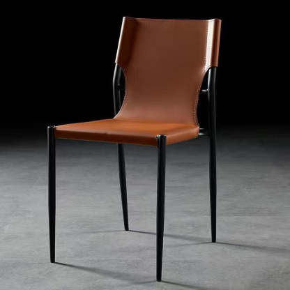 Nordic Leather Steel Stackable Dining Chair