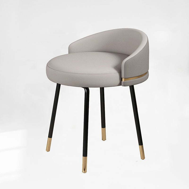 Nordic Houndstooth Leather Fabric Vanity Stool