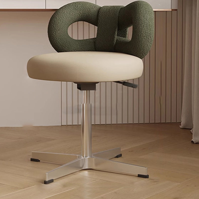 Modern Art Deco Butterfly Knot Leather Vanity Stool — Green