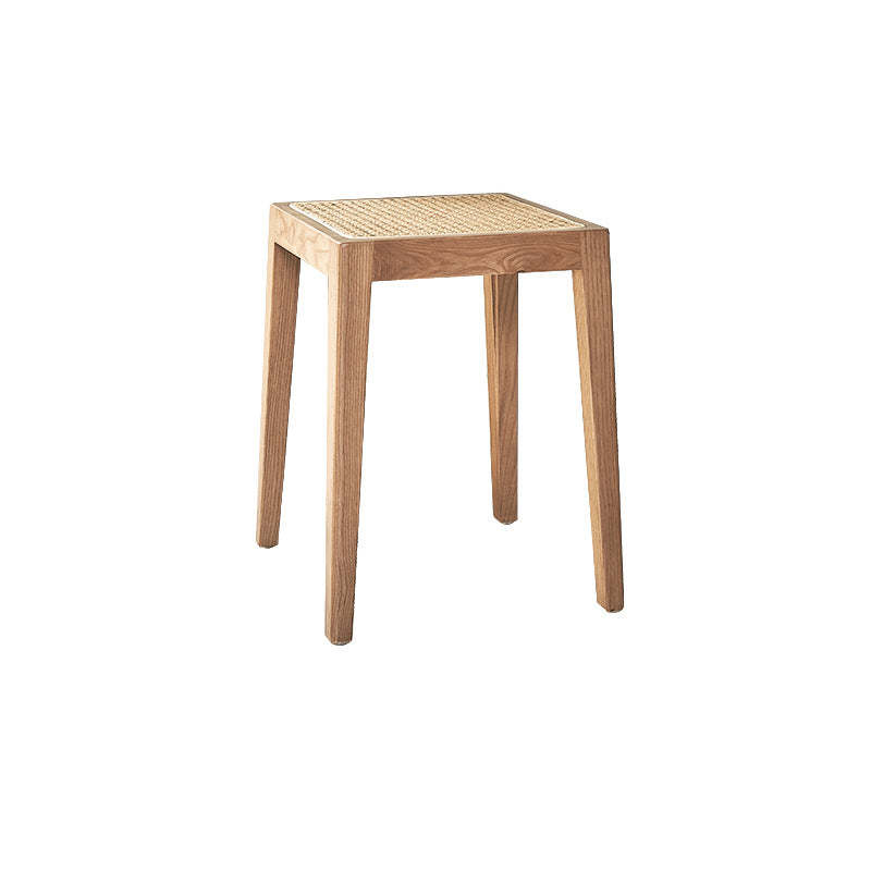 Japanese Rattan Wood Stackable Low Stool
