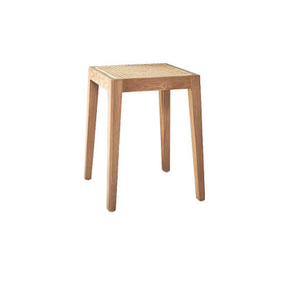 Japanese Rattan Wood Stackable Low Stool