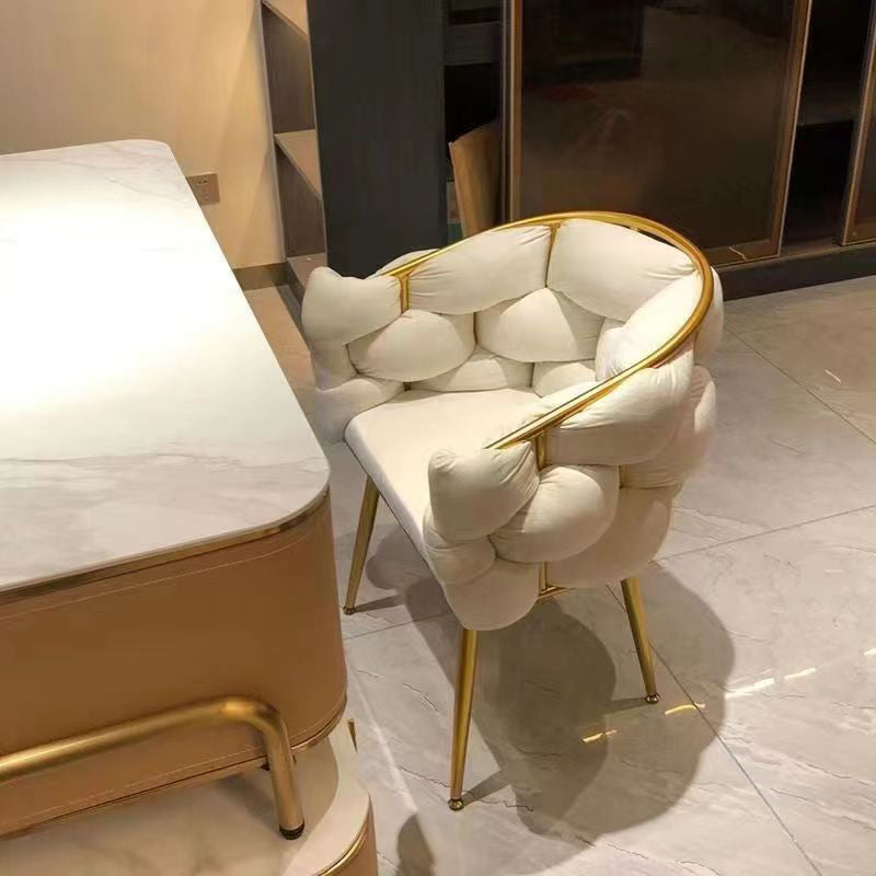 Half Round Bubble Fabric Metal Vanity Stool