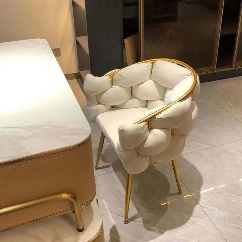 Half Round Bubble Fabric Metal Vanity Stool