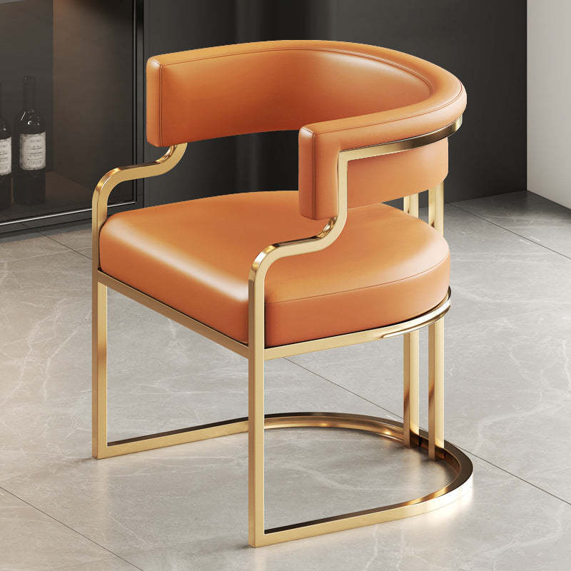 U-Shape Metal Leather Dining Armchair