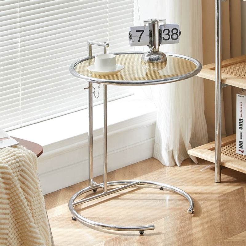 Minimalist Round Glass Steel Coffee Table