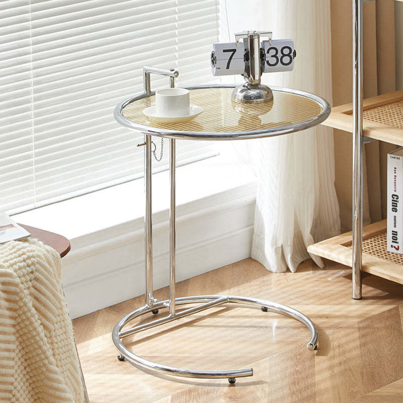 Minimalist Round Glass Steel Coffee Table