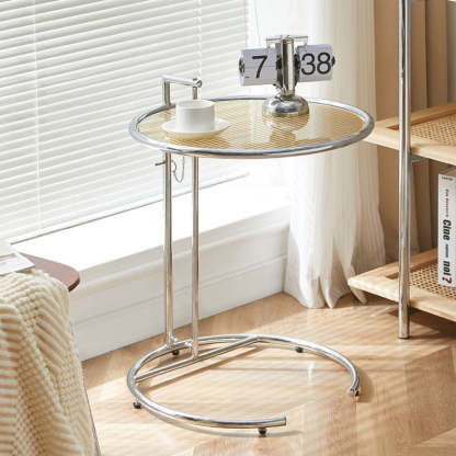 Minimalist Round Glass Steel Coffee Table