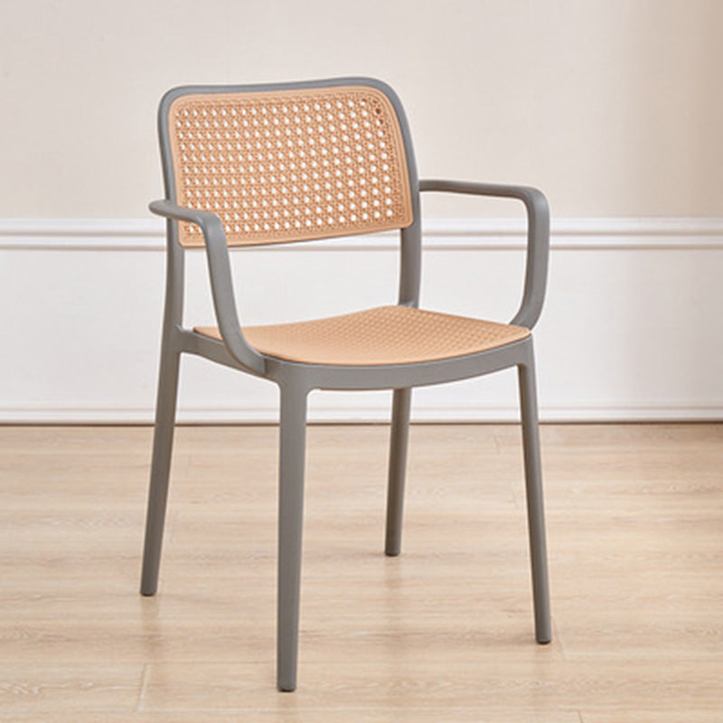 Rattan-Look Plastic Stackable Dining Armchair