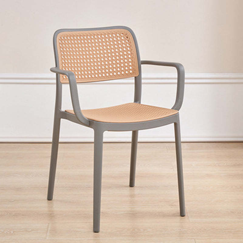 Rattan-Look Plastic Stackable Dining Armchair